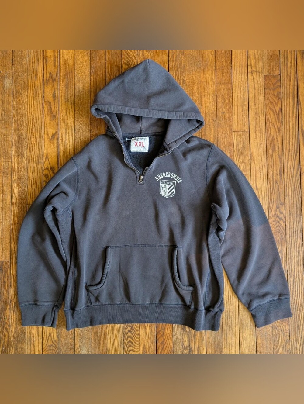 Vintage Y2k Abercrombie & Fitch Distressed Quarter Zip Hoodie Sweatshirt